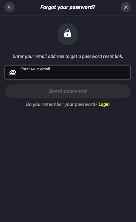 F7 Casino password reset email field